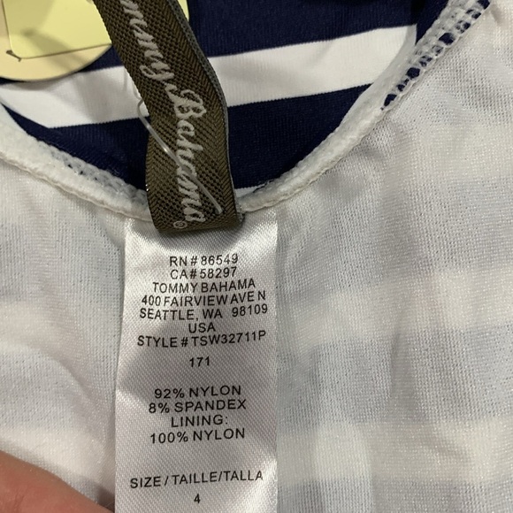 Tommy Bahama Breton Stripe Navy & White Laced-Back One-Piece Swimsuit NWT size 4 - Picture 9 of 10